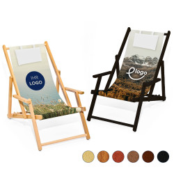 Holz-Liegestuhl FORTIS mit Armlehnen, wechselbarer Bezug