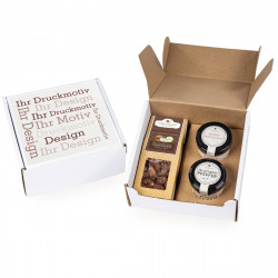 Geschenkkarton mit 1 Faltschachteln und 2 Gourmet Gewürzen im Glas Geschenkkarton mit 1 Faltschachteln und 2 Gourmet Gewürzen im Glas