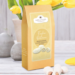 Maxi Faltschachtel - Oster Edition - Kokosmandeln in weißer Schokolade Maxi Faltschachtel - Oster Edition - Kokosmandeln in weißer Schokolade