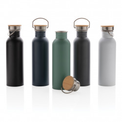 Moderne Stainless-Steel Flasche mit Bambusdeckel Moderne Stainless-Steel Flasche mit Bambusdeckel