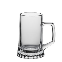 Moderner Bierkrug "Sternboden" aus Glas mit Sternmusterung im Boden, 0,4 l