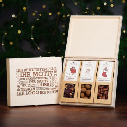 3 Faltschachteln in der Birkenholzbox - Weihnachts-Edition