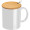 Keramiktasse mit Löffel und Bambusdeckel, weiss