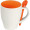 Tasse aus Porzellan mit Löffel, 250ml, orange